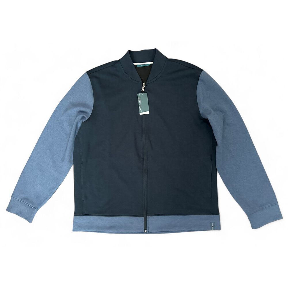 NWT Perry Ellis Two Toned Dark Sapphire Full Zip Jacket Size XL‎